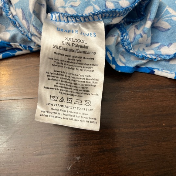 Draper James Lounge Dress Size XXL XXXL Knit Casual Shift Blue Floral Sleeveless - Picture 9 of 11